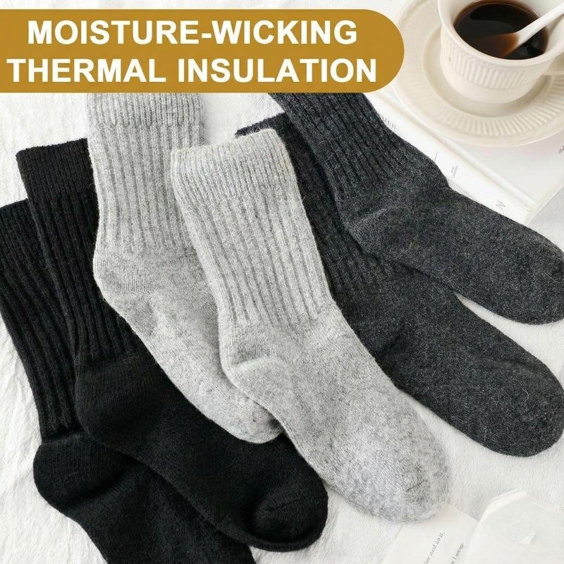 Berlune 3 Pairs Winter Wool Socks Women Warm Ribbed Knit Wool Crew Socks Thermal Cozy Lady Gift for Cold Weather Snow Boot - Image 5